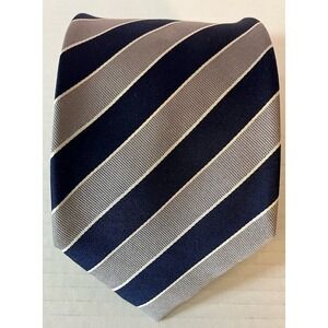 Zadi Andrews Tie Blue/Gray Stripe Made In Italy Milano 100% Silk